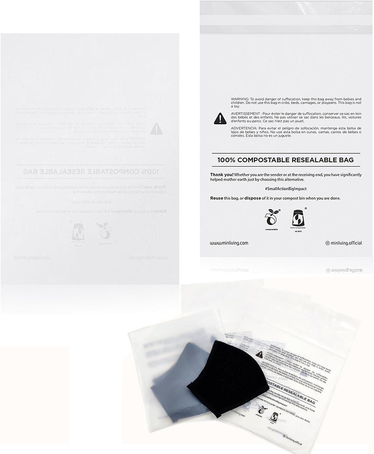 Compostable Resealable Bags – Small 6" x 9"
