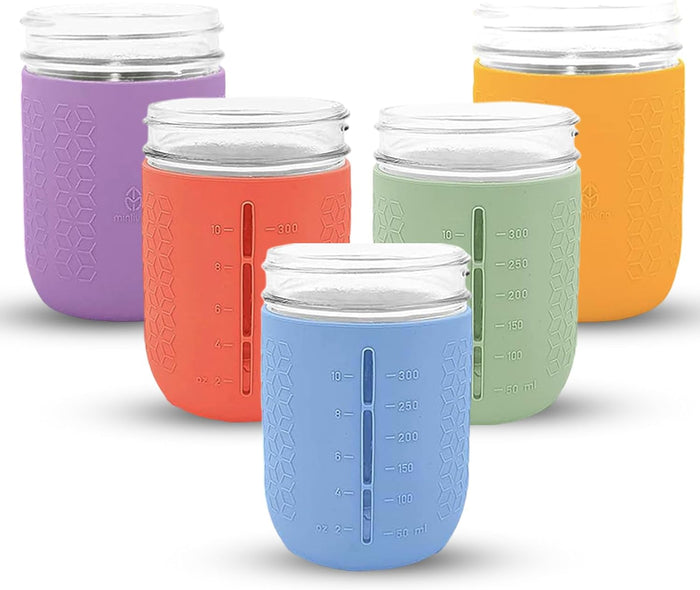 Mason Jar Silicone Sleeves – 16oz Wide Mouth – Spring Summer (5-Pack)