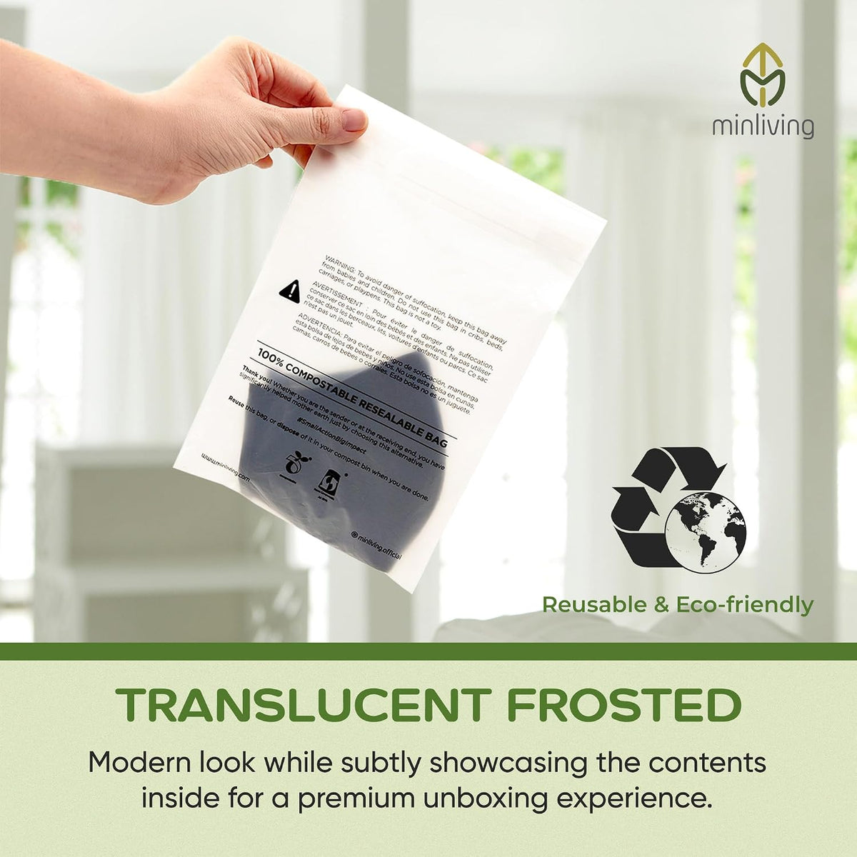 Compostable Resealable Bags – Small 6" x 9"
