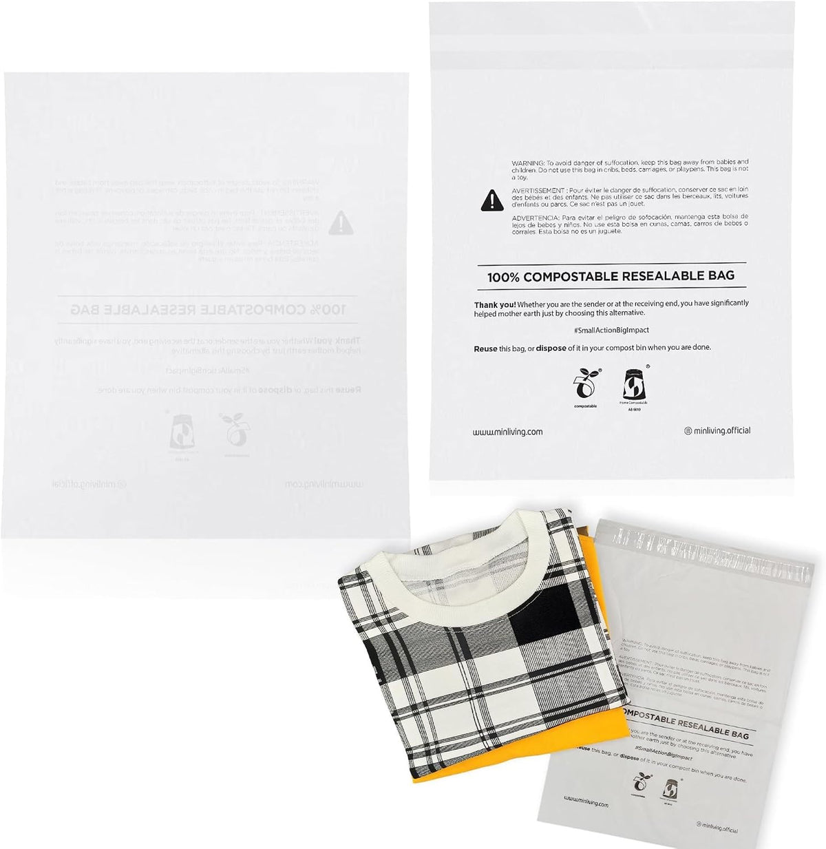 Compostable Resealable Bags – Medium 10" x 13"