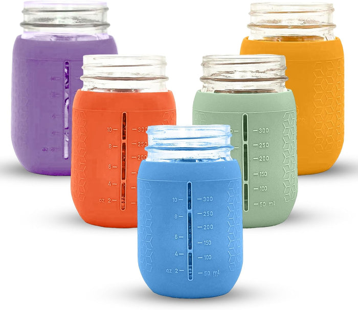 Mason Jar Silicone Sleeves – 16oz Regular Mouth – Spring Summer (5-Pack)