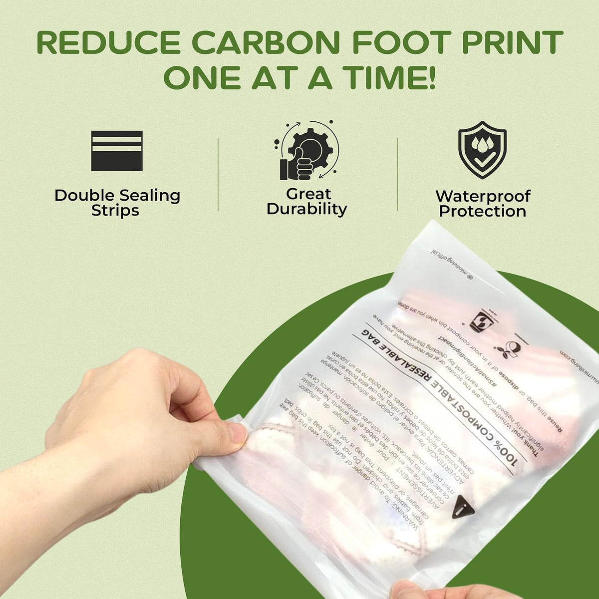 Compostable Resealable Bags – Medium 10" x 13"