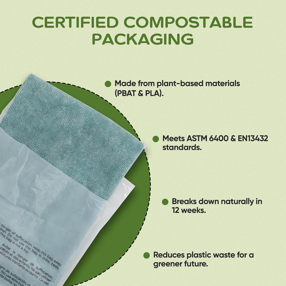 Compostable Resealable Bags – Small 6" x 9"