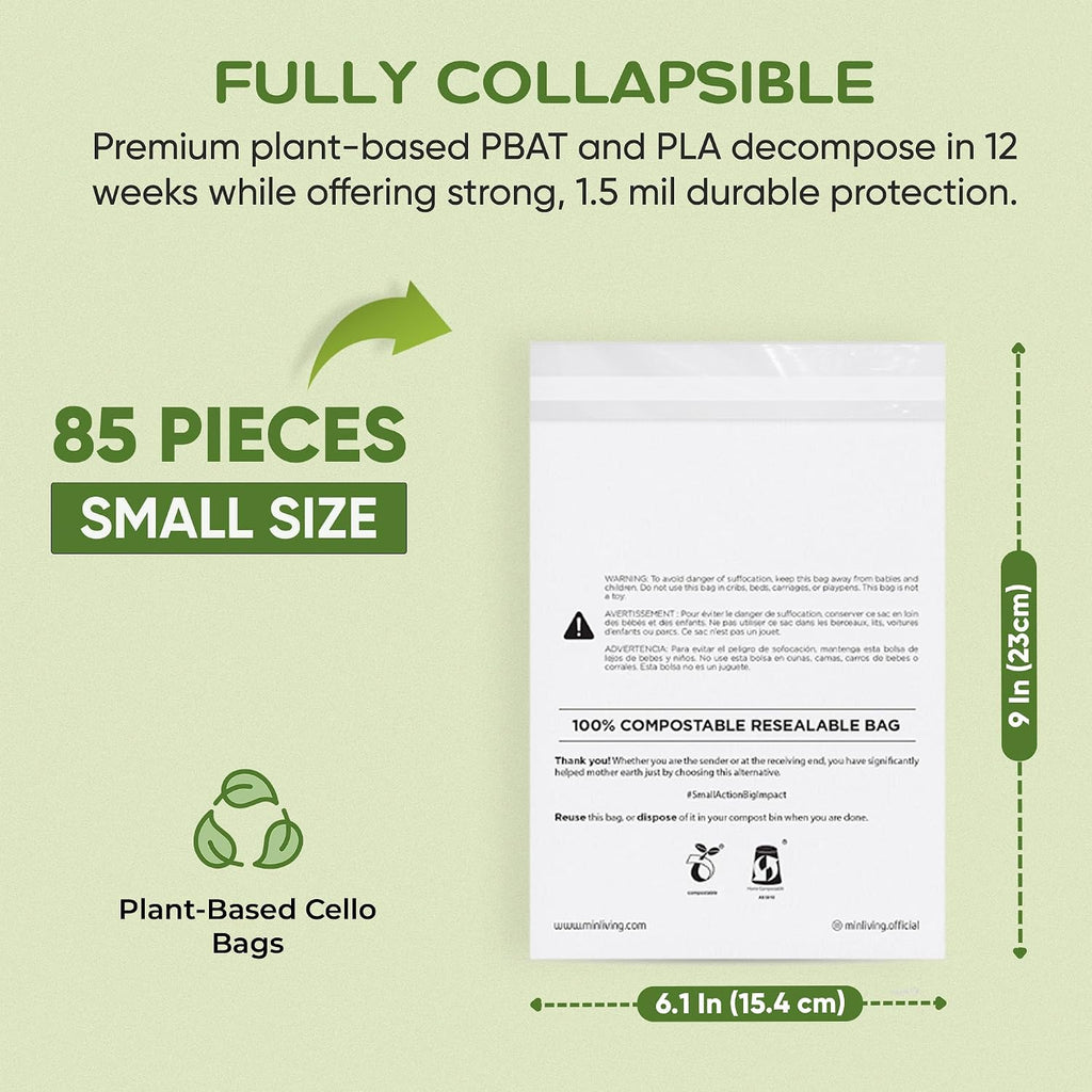 Compostable Resealable Bags – Small 6" x 9"